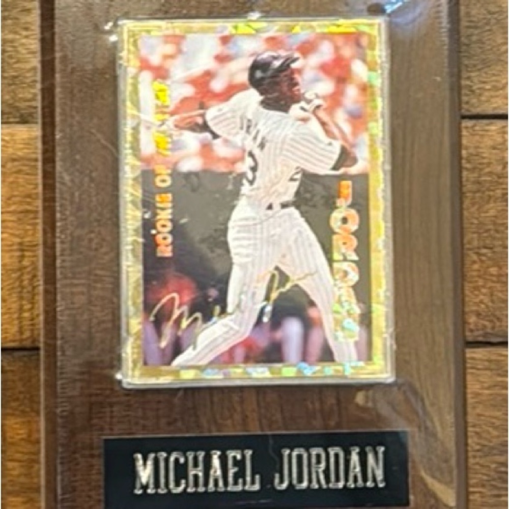 Michael Jordan Baseball Rookie Card On Wood Collector's Plaque WHITE SOX!  1994!